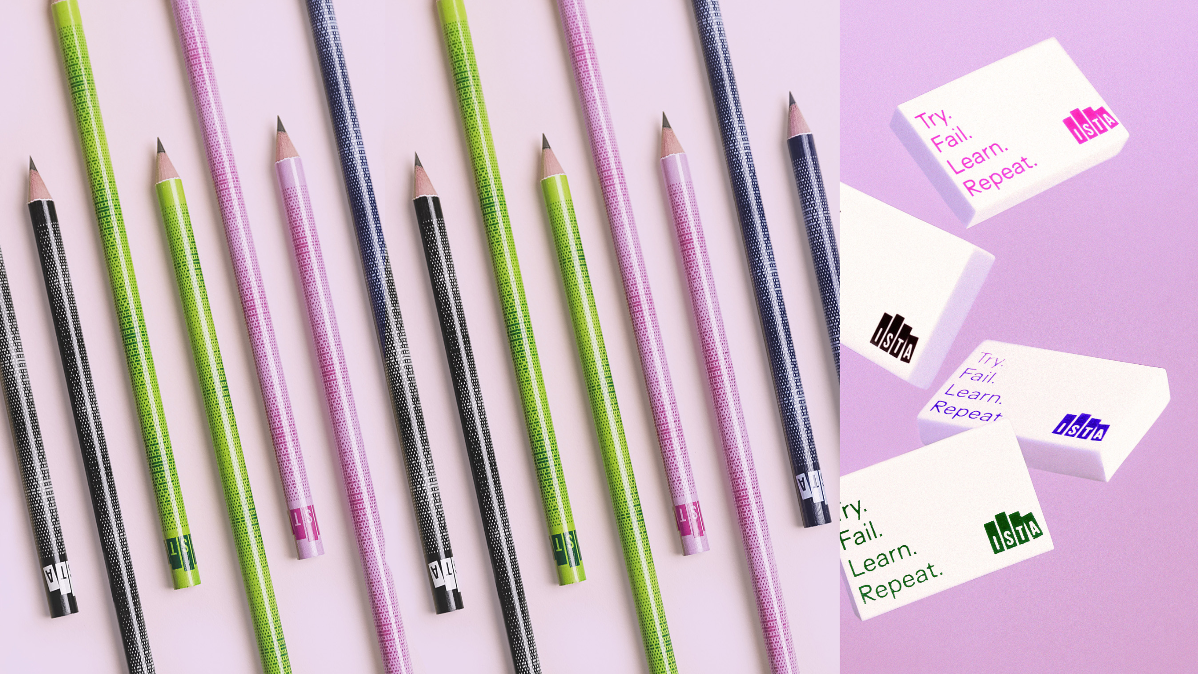 ISTA branded pencils and rubber erasers
