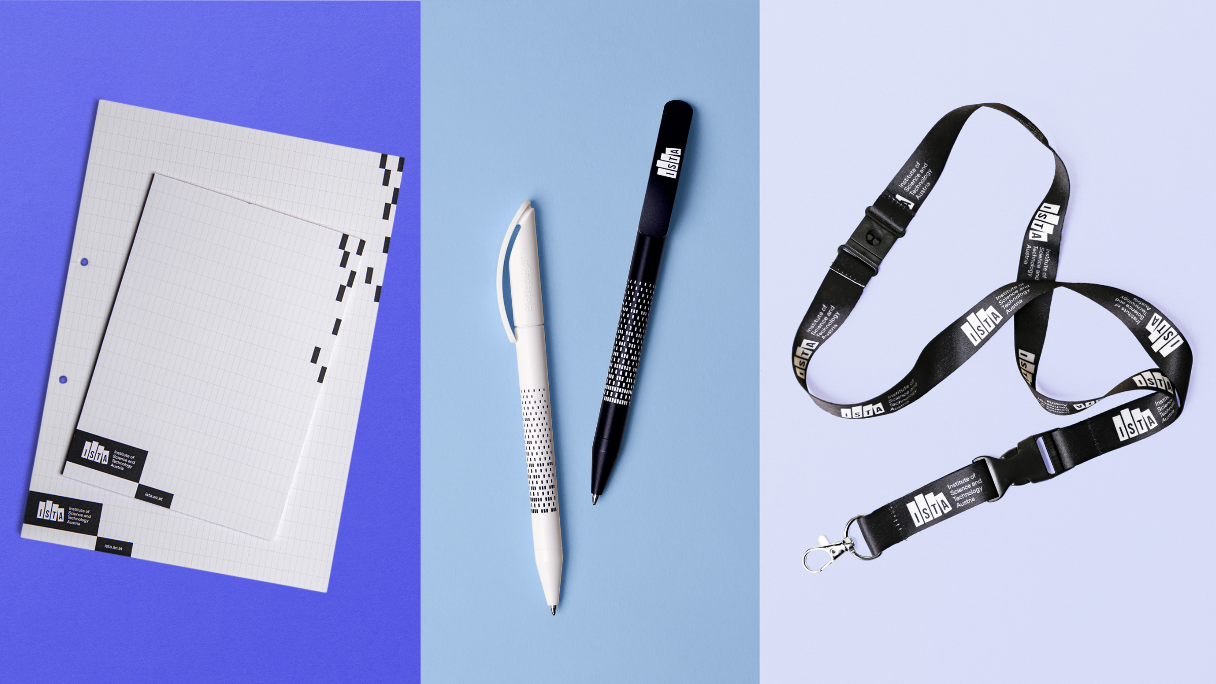 ISTA branded notpads, pens and lanyards